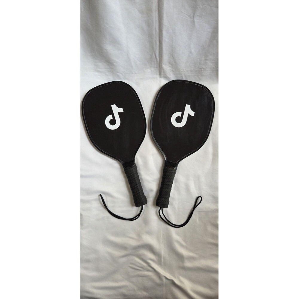TikTok Logo Black Pickleball Paddled Two Balls And Case